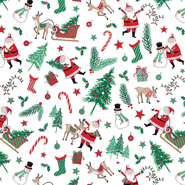 Santa Season Gift Wrap, 24"x417', Half Ream Roll