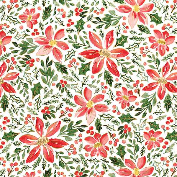 Pretty Poinsettias Gift Wrap, 24"x833', Full Ream Roll