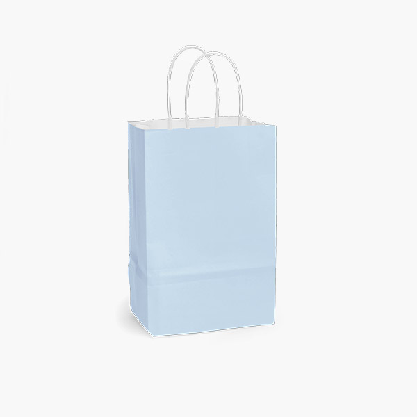 Light Blue White Kraft Shopping Bags,Rose 5.5x3.25x8.5", 250 Pack