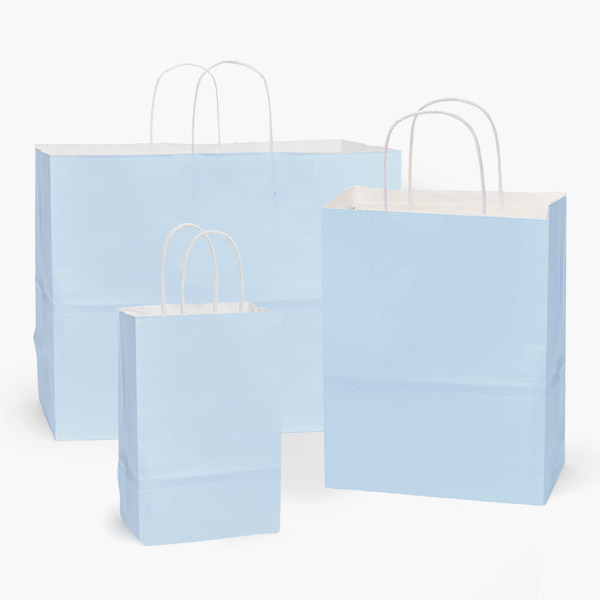 Light Blue on White Kraft Gift Bags