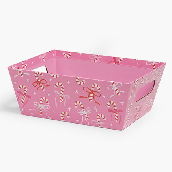 Candy Canes & Ribbons, Large Wide Base Market Tray, 6 Pack