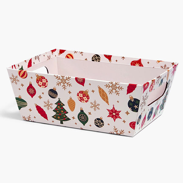 Christmas Vintage Ornaments, Large Wide Base Market Tray, 6 Pack