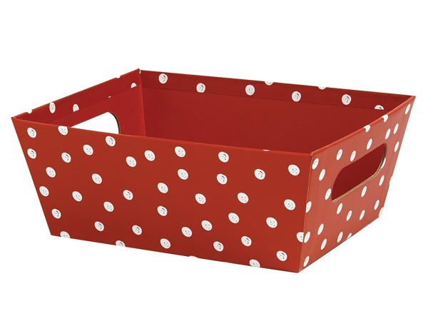 Red and White Dots, Large Wide Base Market Tray, 6 Pack