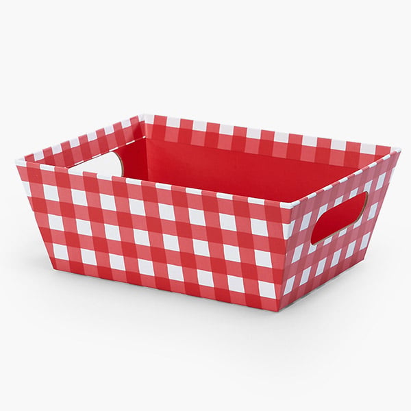 Red Gingham, Large Wide Base Market Tray, 6 Pack