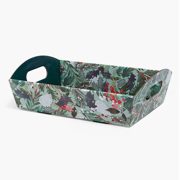Christmas Greenery Shallow Folding Market Tray, Large, 6 Pack
