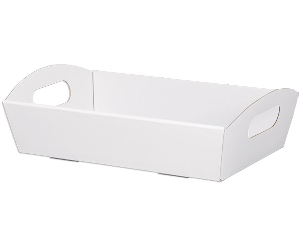 White Shallow Folding Market Tray, Large, 6 Pack
