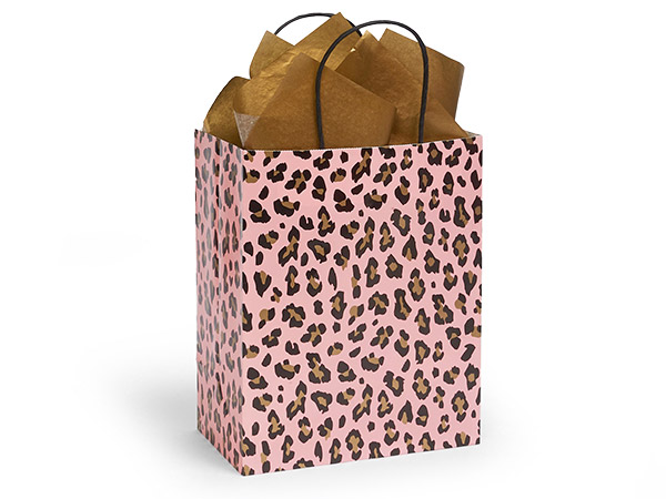 Lipstick Leopard Paper Gift Bags, Cub 8x4.75x10", 250 Pack