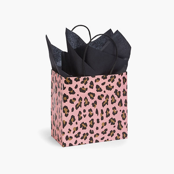 Lipstick Leopard Paper Gift Bags, Jewel 6.5x3.5x6.5, 100 Pack