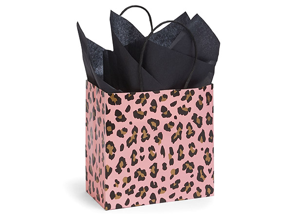 Lipstick Leopard Paper Gift Bags, Jewel 6.5x3.5x6.5, 25 Pack
