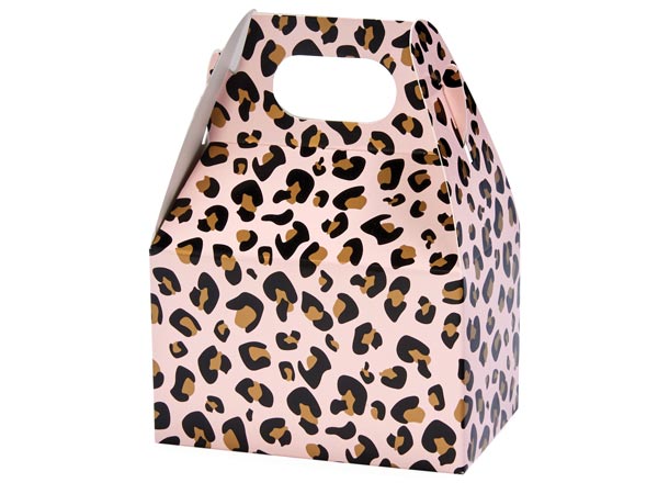 *Leopard Print Pink Mini Gable Box, 4x2.5x2.5", 6 Pack