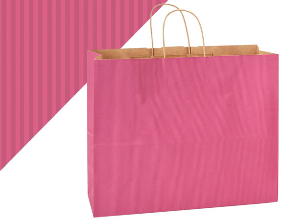 Lipstick Pink Shadow Stripe Bags, Vogue 16x6x13", 250 Pack