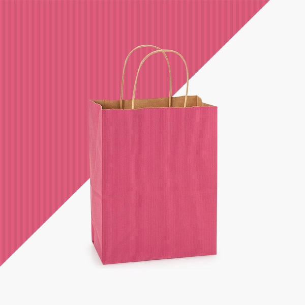 Lipstick Pink Shadow Stripe Bags, Cub 8x4.75x10.5", 100 Pack