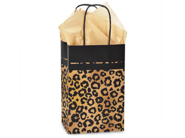 Leopard Safari Recycled Paper Bags Rose 5.5x3.25x8.5", 25 Pack