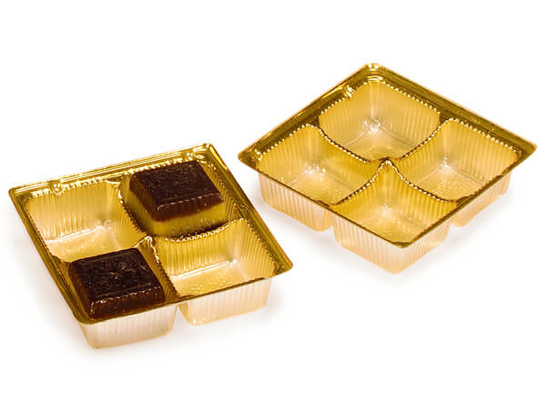 Gold Candy Trays, 3-1/2 x 3-1/2 x 1", 100 Pack