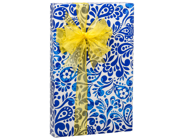 Batik Scroll Wrapping Paper 18"x417', Half Ream Roll