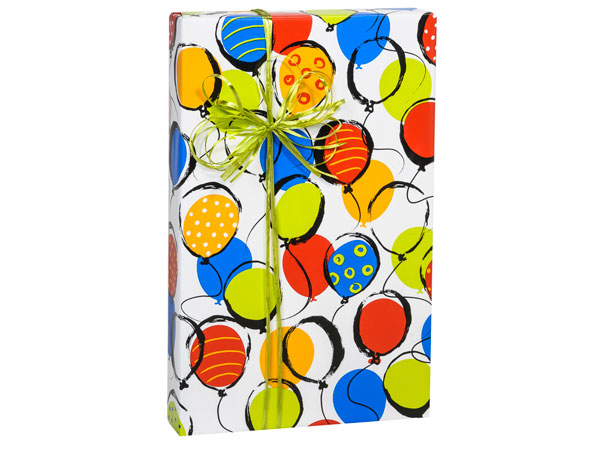 Balloon Pop! Wrapping Paper 18"x417', Half Ream Roll