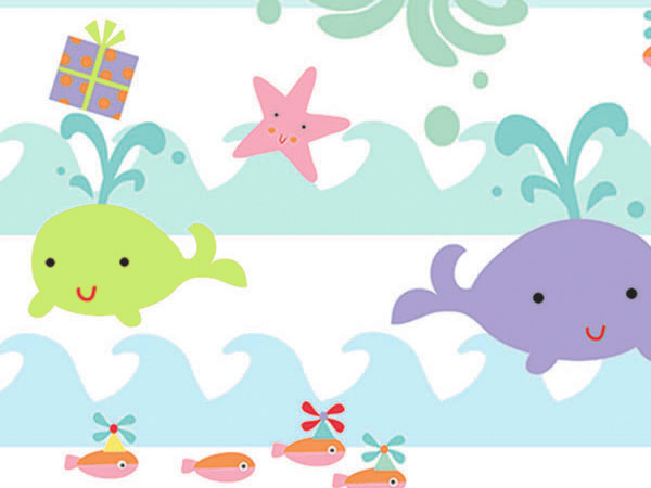 Sea Babies Wrapping Paper 24"x833', Full Ream Roll