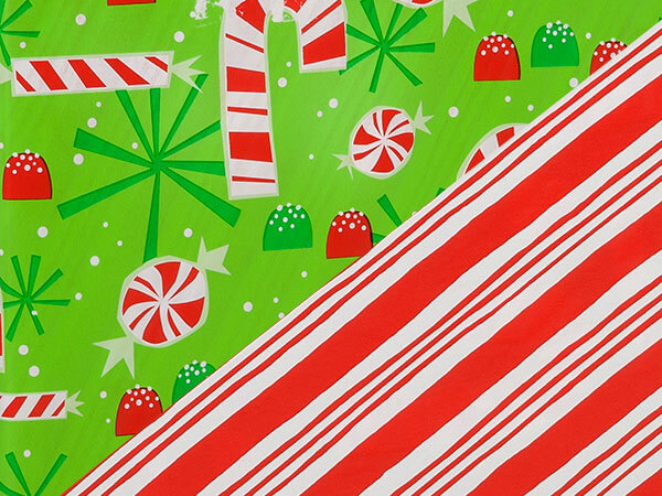 Candy Canes Reversible Gift Wrap 24&quot;x100', Cutter Box | Nashville Wraps