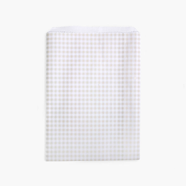 Beige Gingham Paper Merchandise Bags, 4.75x6.75", 500 Pack
