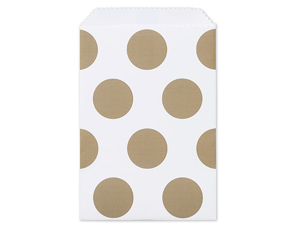 Gold Polka Dots Paper Merchandise Bags, 4.75x6.75" 100 Pack