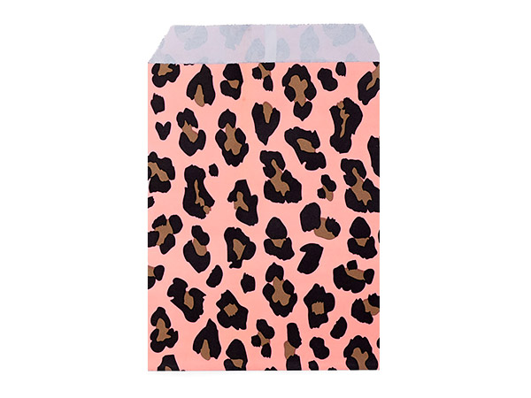 Lipstick Leopard Paper Merchandise Bags, 4.75x6.75", 100 Pack