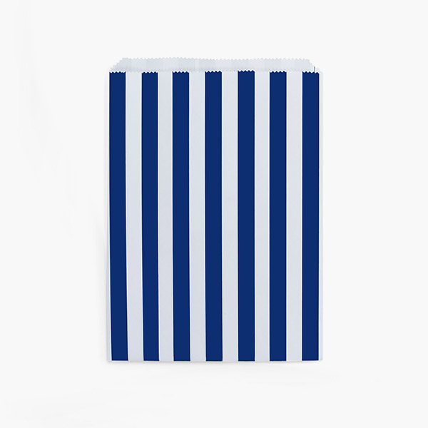 Navy Cabana Stripes Paper Merchandise Bags, 4.75x6.75",100 PK