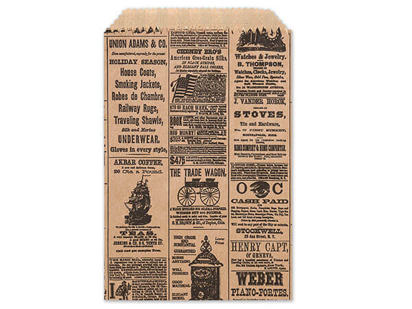 Newsprint Kraft Paper Merchandise Bags, 4.75x6.75", 500 Pack