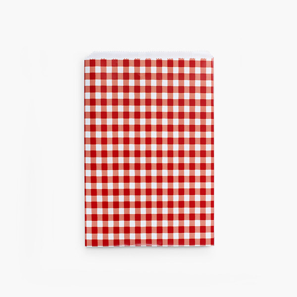 Red Gingham Paper Merchandise Bags, 4.75x6.75",100 Pack