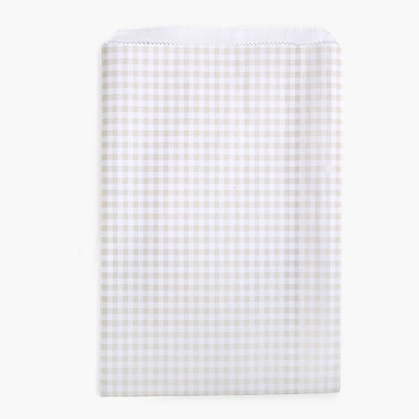 Beige Gingham Paper Merchandise Bags, 6.25x9.25",500 Pack