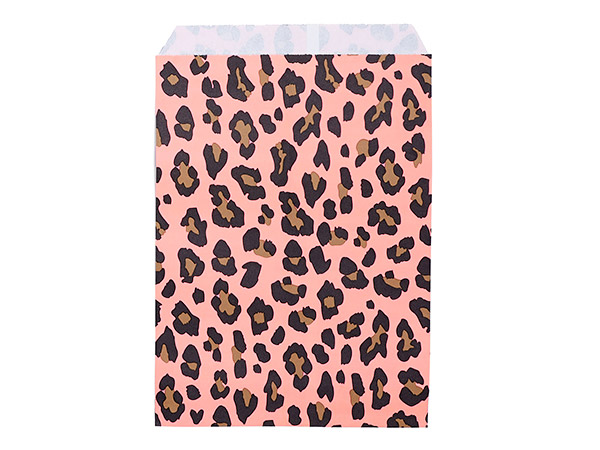 Lipstick Leopard Paper Merchandise Bags, 6.25x9.25", 100 Pack