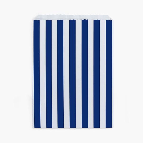 Navy Cabana Stripes Paper Merchandise Bags, 6.25x9.25",100 PK