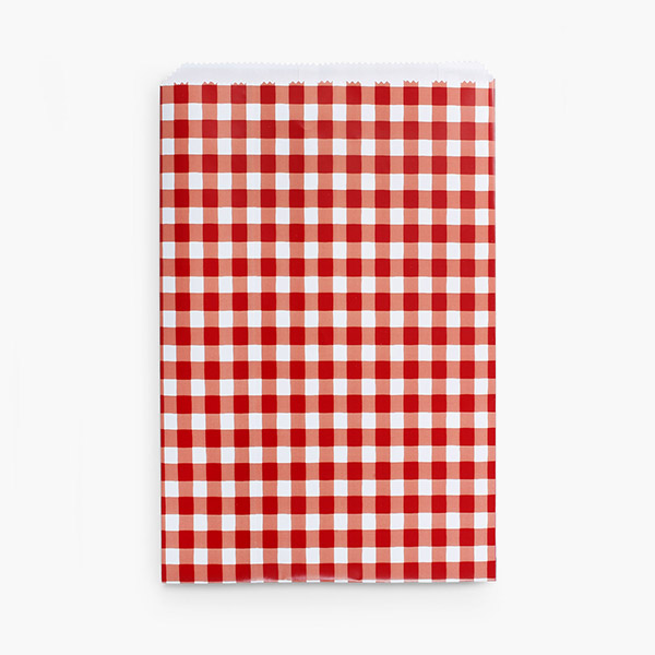 Red Gingham Paper Merchandise Bags, 6.25x9.25",500 Pack