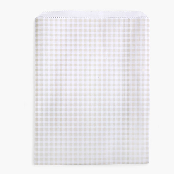 Beige Gingham Paper Merchandise Bags, 8.5x11",500 Pack