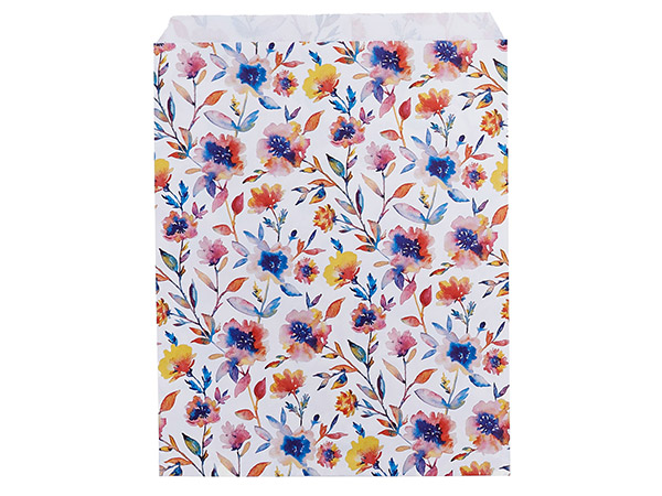 Floral Rain Paper Merchandise Bags, 8.5x11", 100 Pack