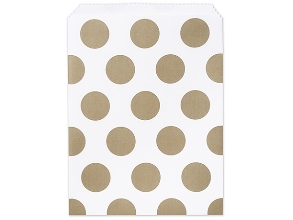 Gold Polka Dots Paper Merchandise Bags, 8.5x11", 100 Pack