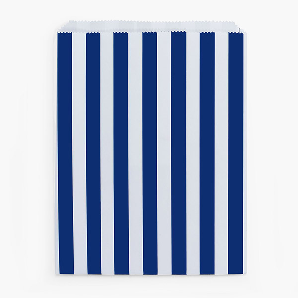 Navy Cabana Stripes Paper Merchandise Bags, 8.5x11",100 Pack