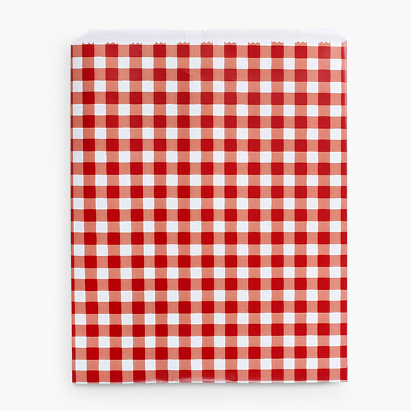 Red Gingham Paper Merchandise Bags, 8.5x11",100 Pack