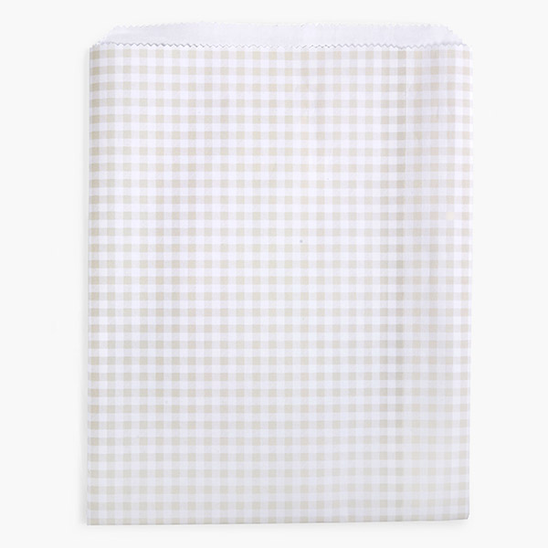 Beige Gingham Paper Merchandise Bags, 12x15", 100 Pack