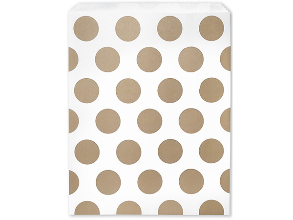 Gold Polka Dots Paper Merchandise Bags, 12x15", 500 Pack