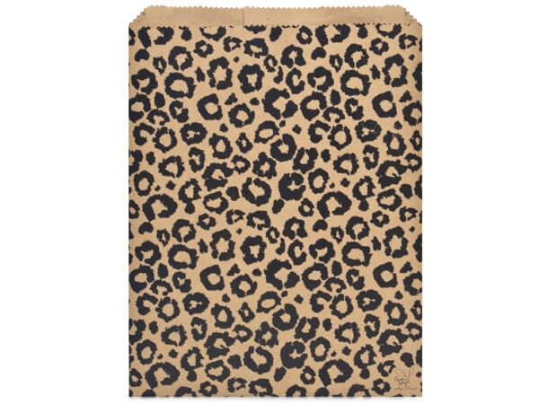 Leopard Kraft Paper Merchandise Bags, 12x15", 500 Pack