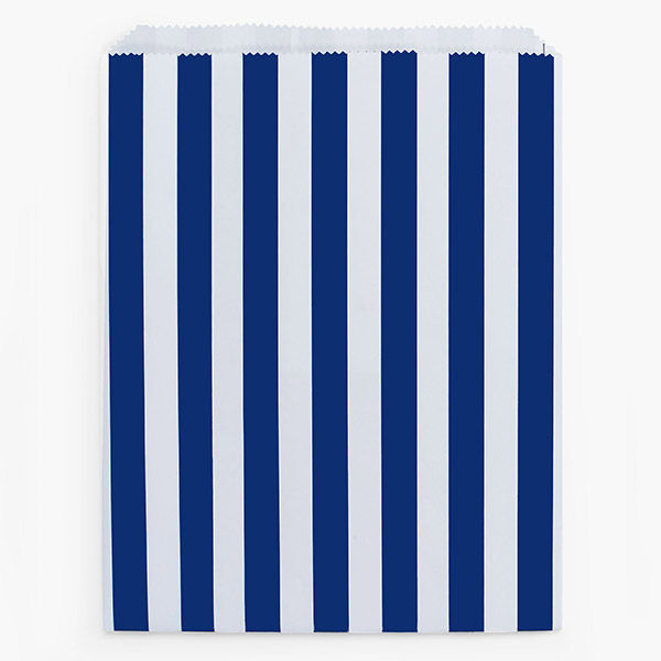 Navy Cabana Stripes Paper Merchandise Bags, 12x15",500 Pack