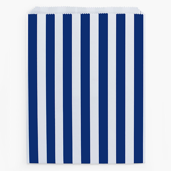 Navy Cabana Stripes Paper Merchandise Bags, 12x15",100 Pack