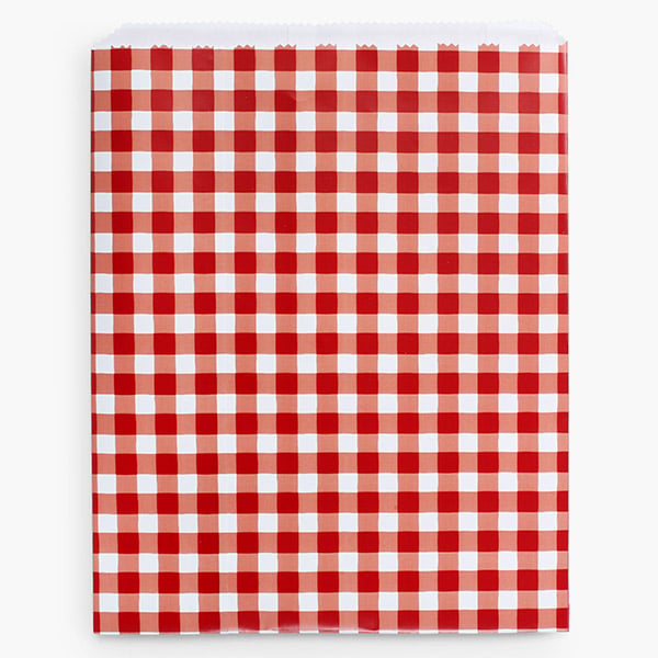 Red Gingham Paper Merchandise Bags, 12x15",100 Pack