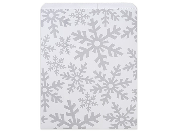 *Silver Snowflake Paper Merchandise Bags, 12x15"