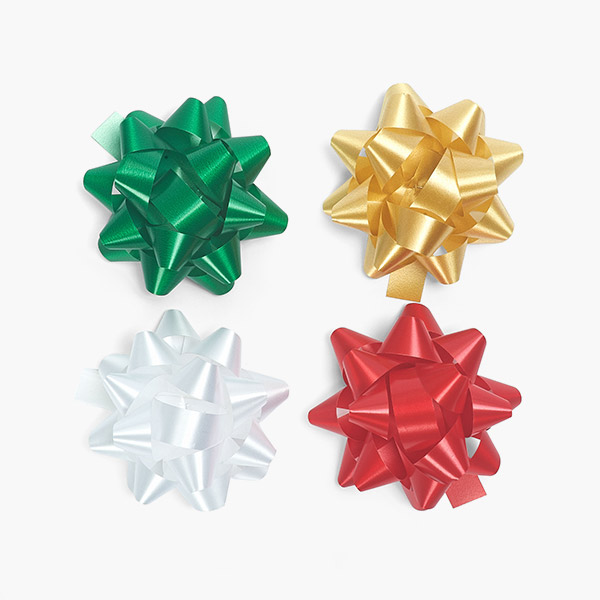 Small Christmas Star Gift Bow Assortment, 48 Pack