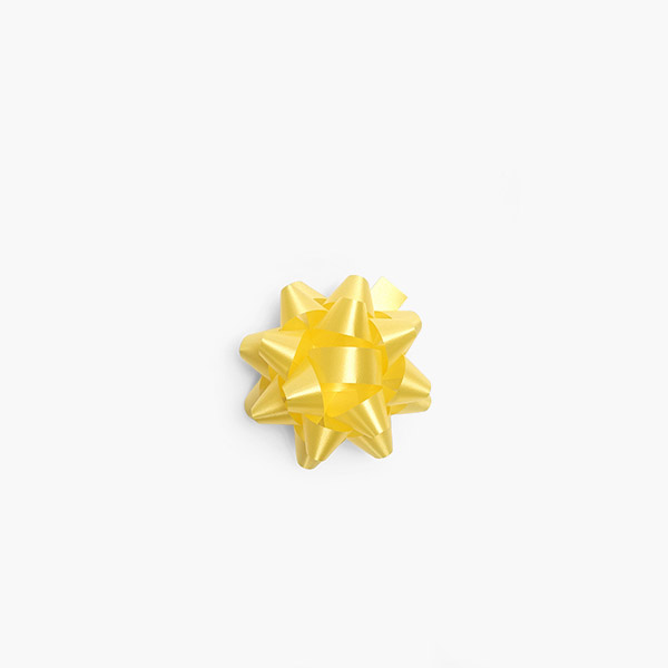 Small Yellow Daffodil Self Adhesive Star Gift Bows, 48 Pack
