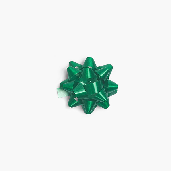 Small Emerald Green Self Adhesive Star Gift Bows, 48 Pack