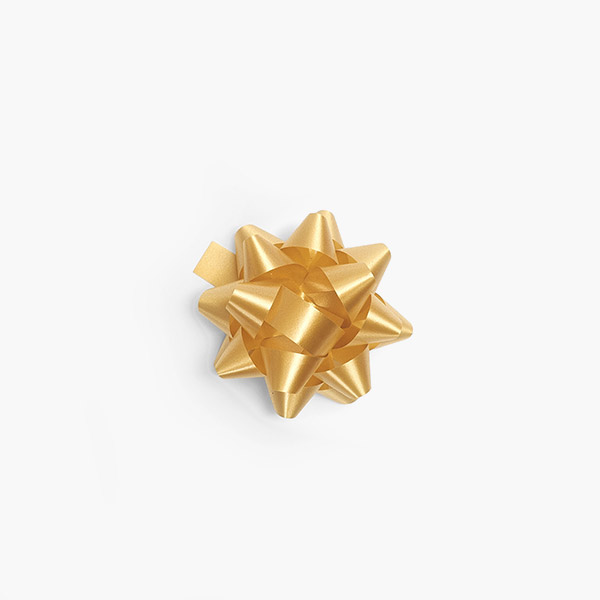Small Holiday Gold Self Adhesive Star Gift Bows, 48 Pack