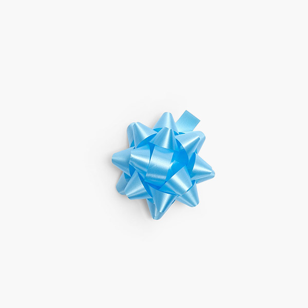 Small Light Blue Self Adhesive Star Gift Bows, 48 Pack