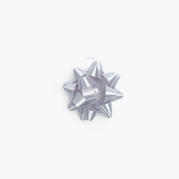 Small Silver Self Adhesive Star Gift Bows, 48 Pack